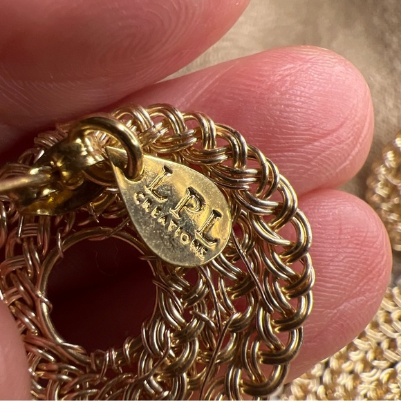 LPL creations freshwater pearls crystals,14 laminated yellow gold earrings nwot - Picture 10 of 12